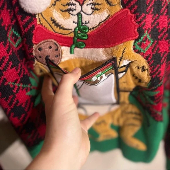 Celebrate Together Ugly Christmas Cat Sweater Funny size Large - Picture 4 of 7
